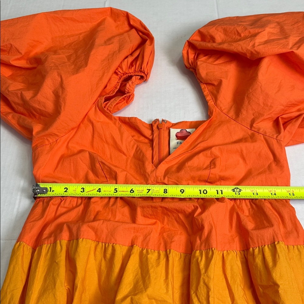 Farm Rio Anthropologie Maxi Dress Color Block Puff Sleeve Small Tiered Boho - Picture 11 of 15